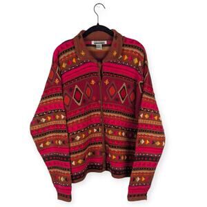 Colorful Geometric Patterned Cardigan
